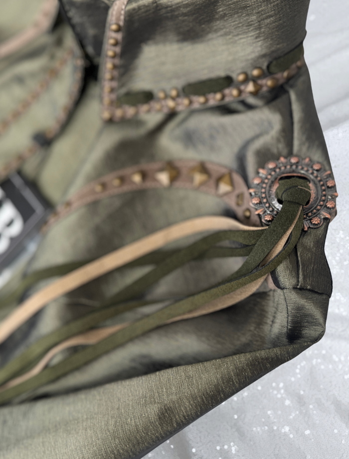 SOUTHWESTERN Olive Grove & Taupe Stretch Taffeta Day Shirt 1404