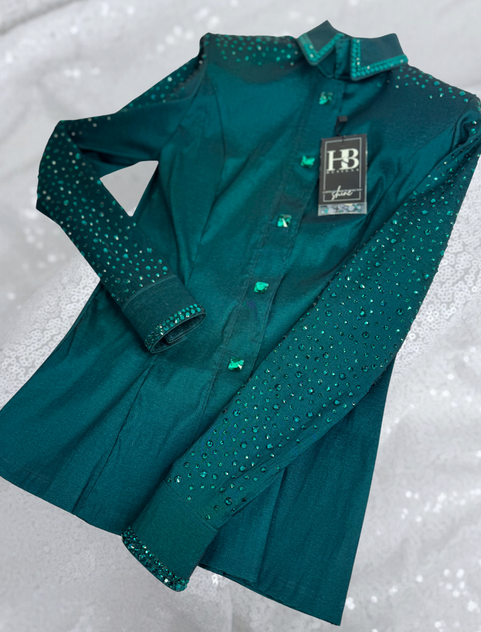 SIMPLY+ Emerald Green Stretch Taffeta Day Shirt 1378