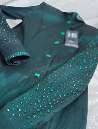 SIMPLY+ Emerald Green Stretch Taffeta Day Shirt 1378