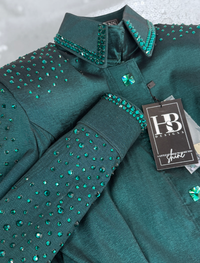 SIMPLY+ Emerald Green Stretch Taffeta Day Shirt 1378