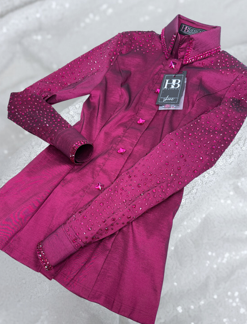 SIMPLY+ Dark Berry Stretch Taffeta Day Shirt 1422