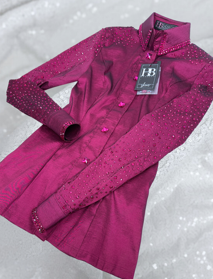 SIMPLY+ Dark Berry Stretch Taffeta Day Shirt 1422