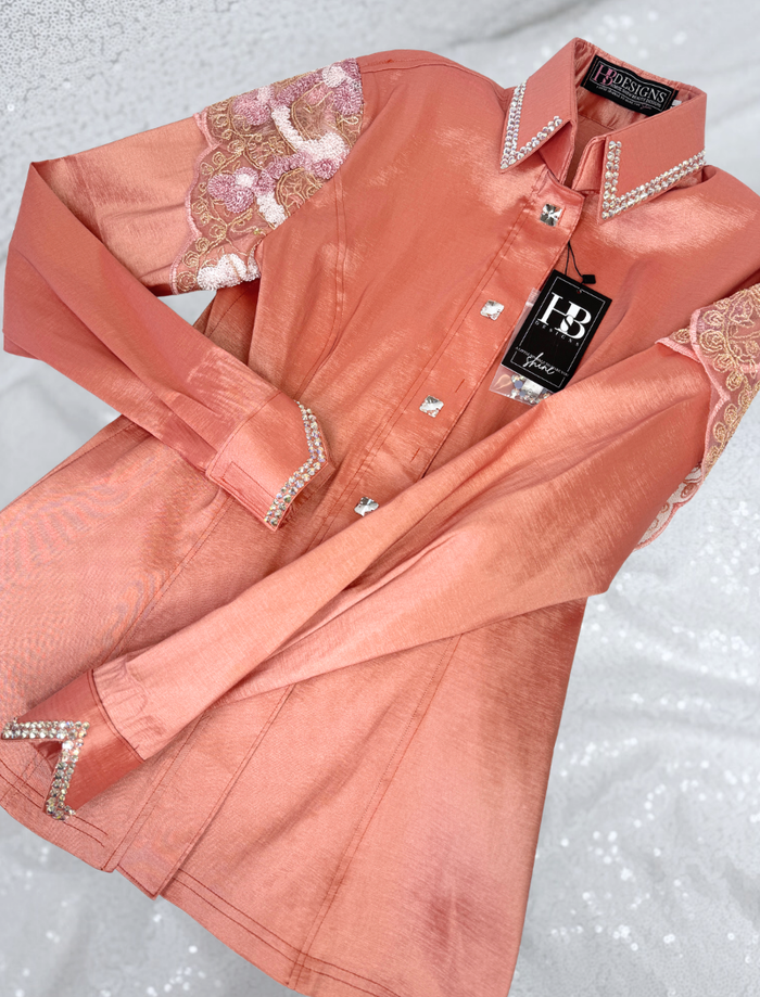SIMPLY+ Rose Gold Stretch Taffeta Day Shirt 1395