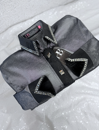 SIMPLY Gunmetal w/ Black Snakeskin Contrast Stretch Taffeta Day Shirt 1396
