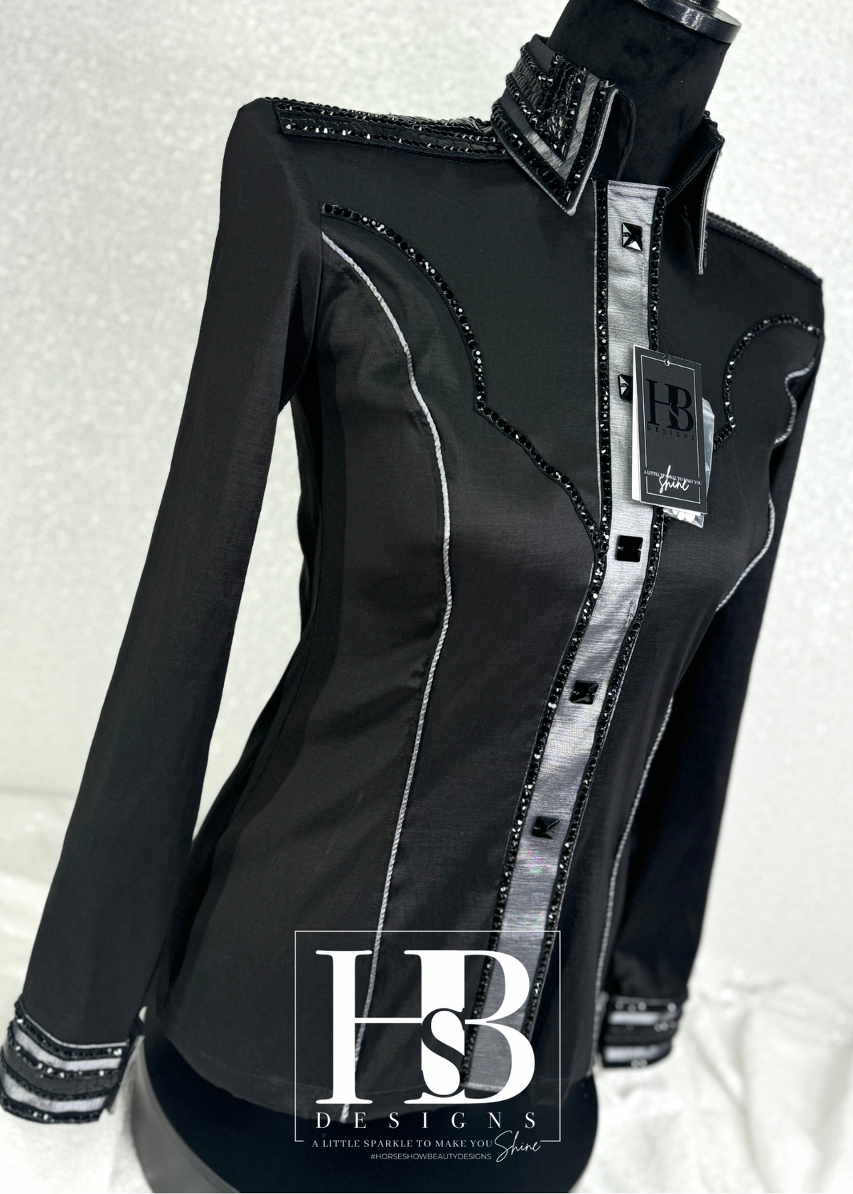 YOKED LEVEL UP Black & Grey Stretch Taffeta Day Shirt