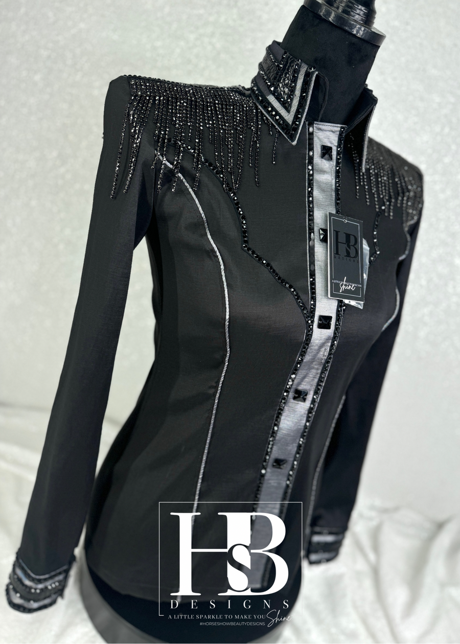 YOKED LEVEL UP Black & Grey Stretch Taffeta Day Shirt 1002