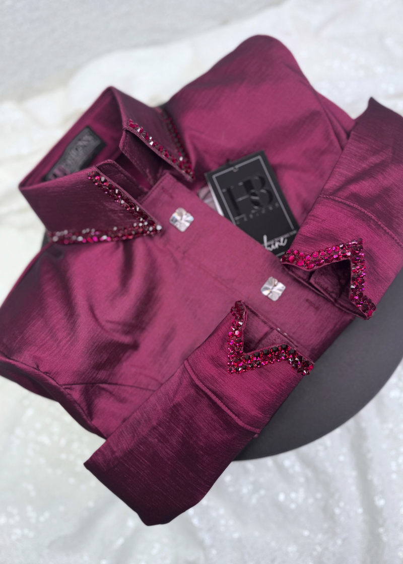 SIMPLY Dark Berry Stretch Taffeta Day Shirt