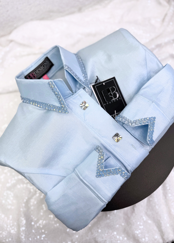 SIMPLY Icey Blue Stretch Taffeta Day Shirt