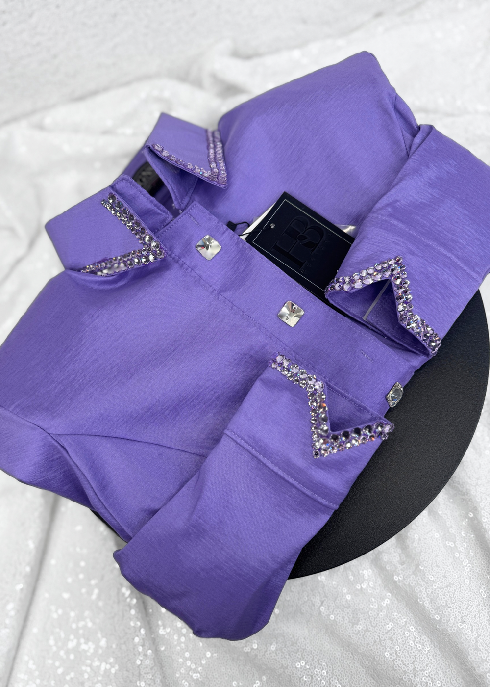 SIMPLY Dark Lavender Stretch Taffeta Day Shirt