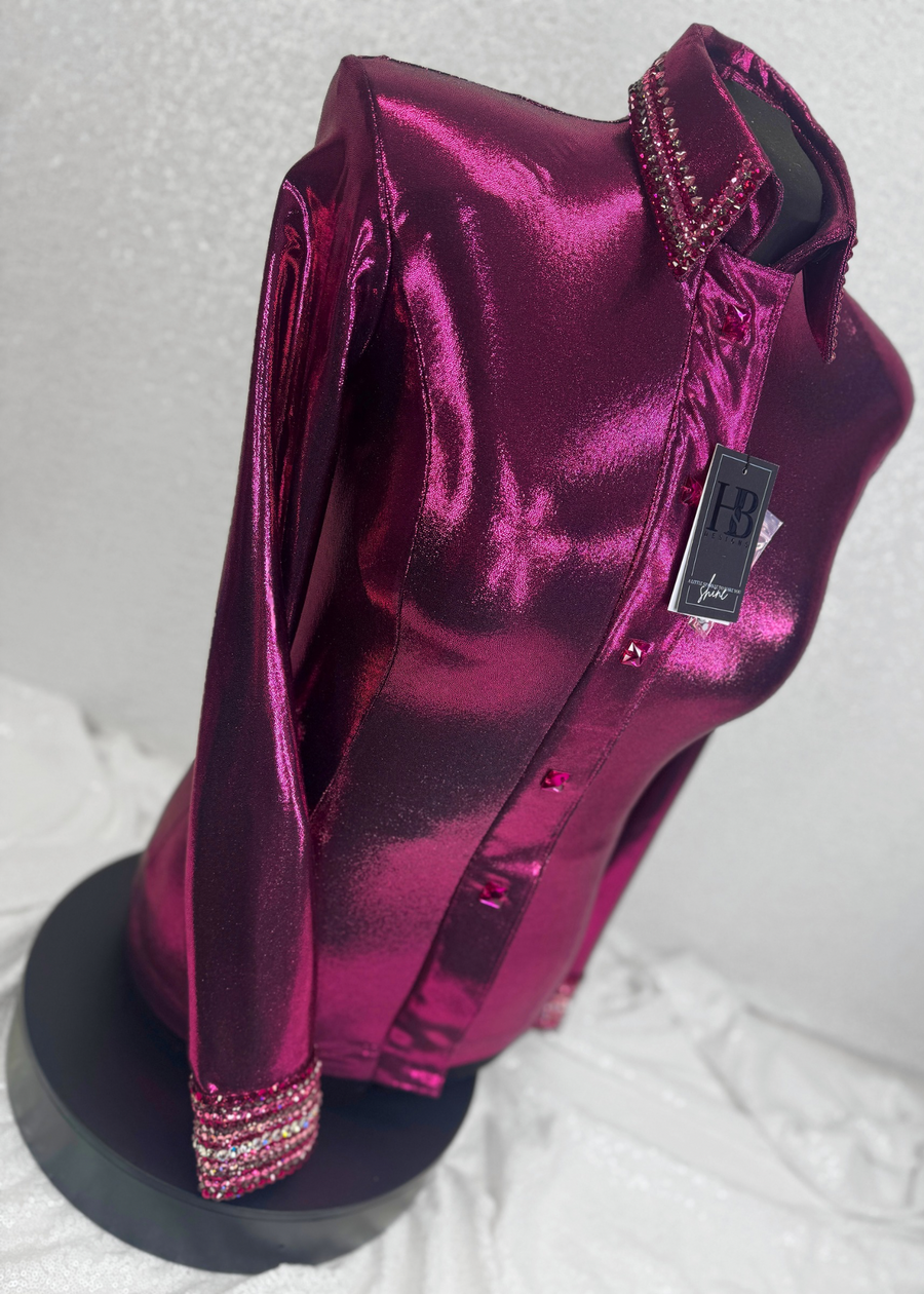 GLITZY Blackberry Melted Metals w/ Pink & Grey Stretch Day Shirt 1262