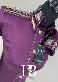 GLAM Rich Plum, Aubergine, Lavender, Pink and Rose Gold Stretch Taffeta Day Shirt