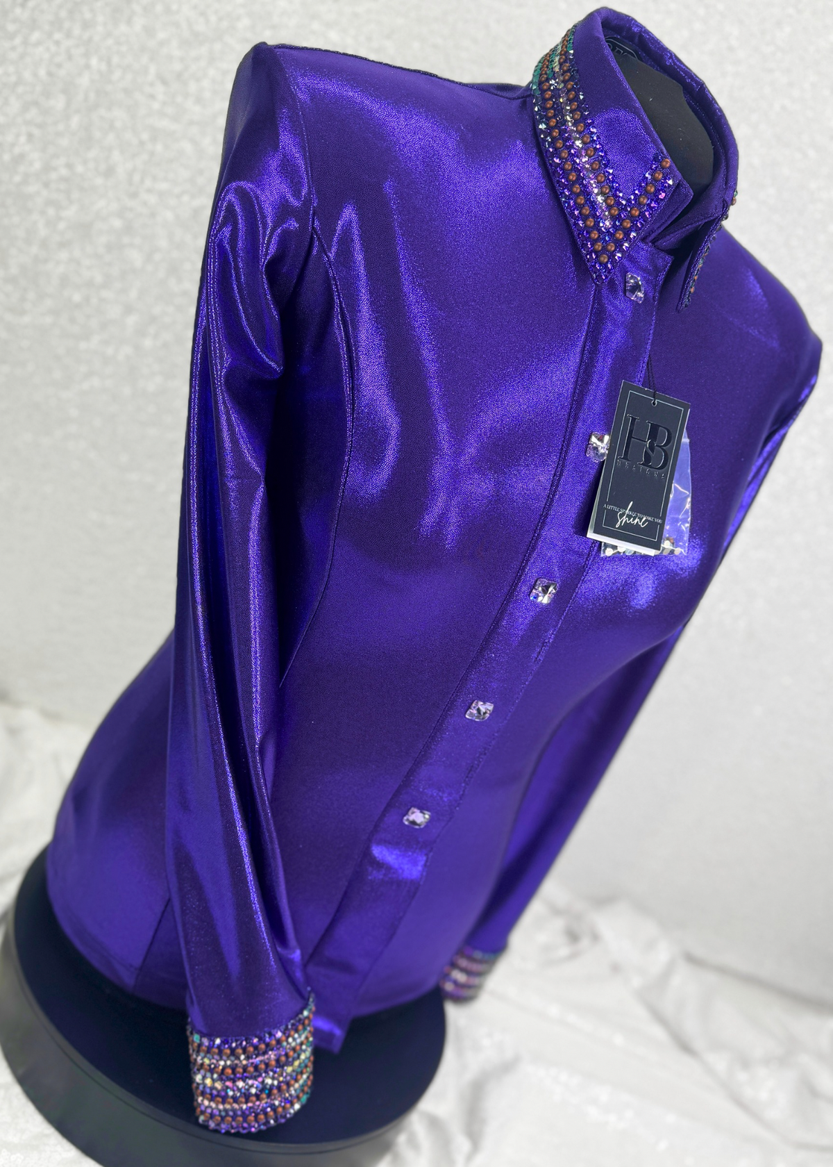 GLITZY Royal Purple Melted Metals Stretch Day Shirt