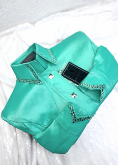 SIMPLY Seafoam Stretch Taffeta Day Shirt 1056