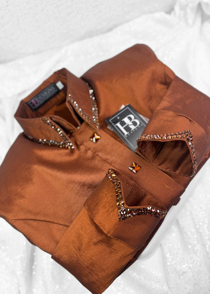 SIMPLY Rust Stretch Taffeta Day Shirt