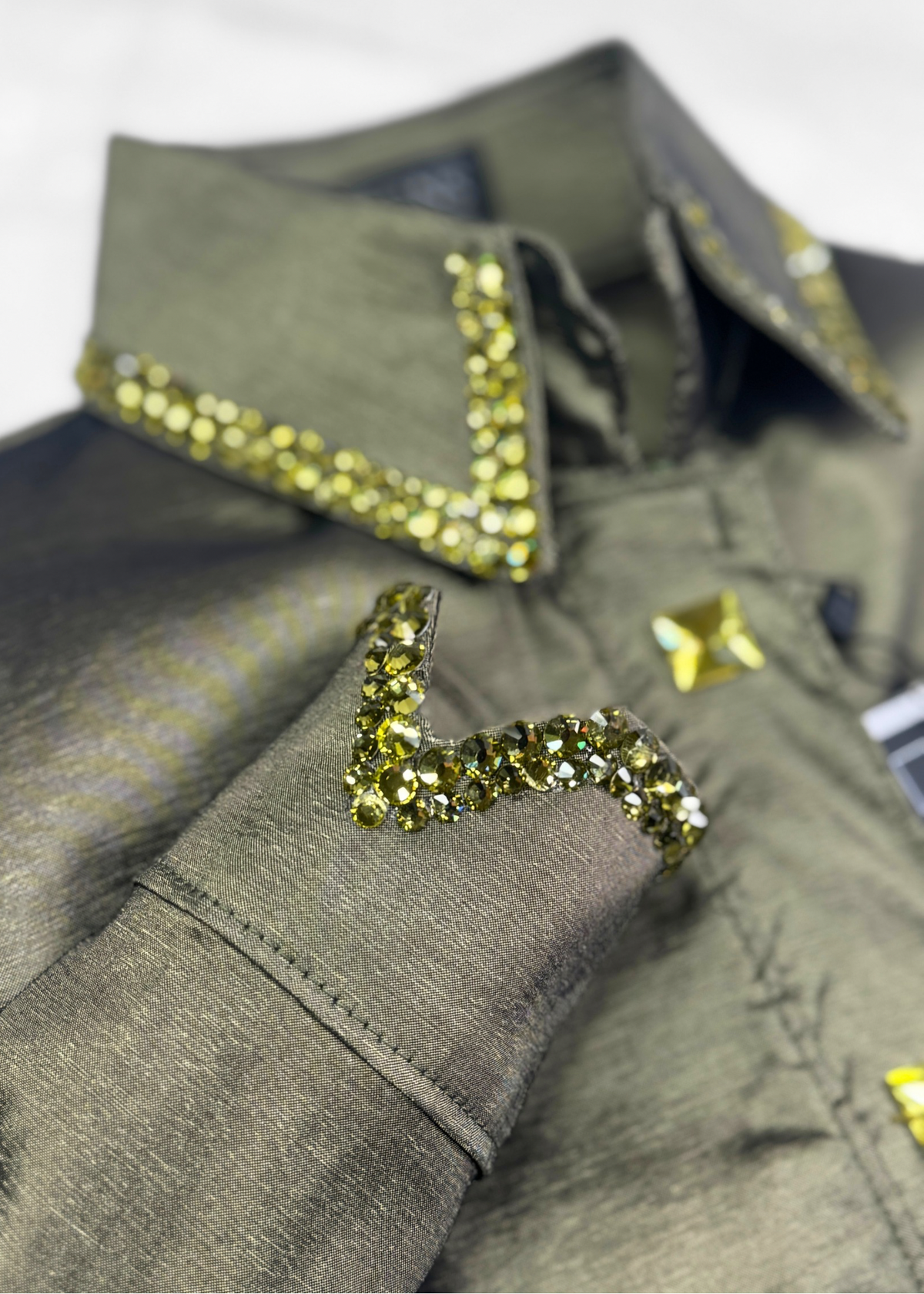 SIMPLY Olive Grove Stretch Taffeta Day Shirt