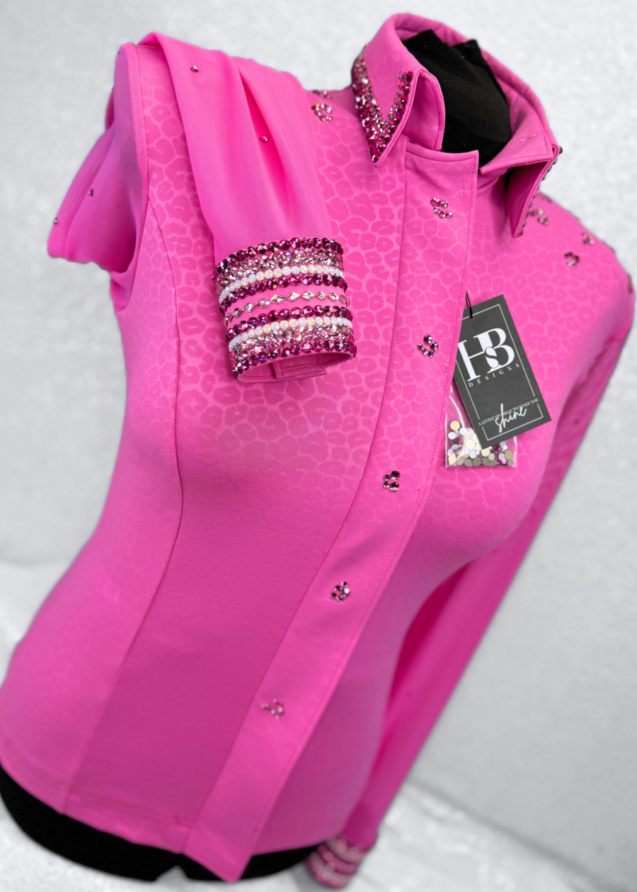 GLITZY BREEZY Pink Leopard Stretch Spandex Day Shirt 1252