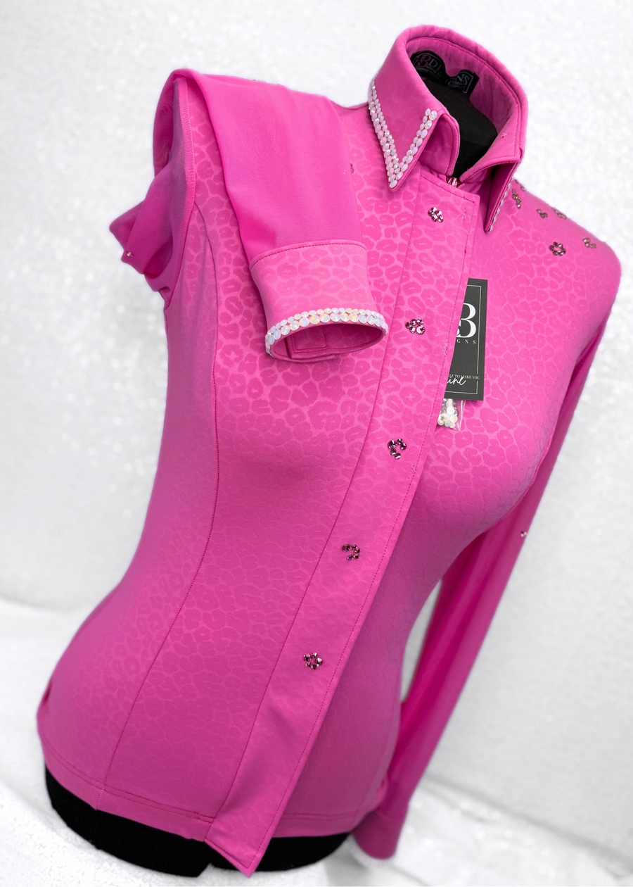 SIMPLY BREEZY Pink Leopard Stretch Spandex Day Shirt 1131