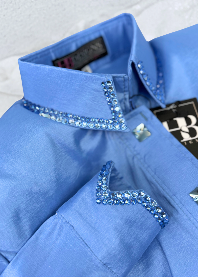 SIMPLY Periwinkle Stretch Taffeta Day Shirt