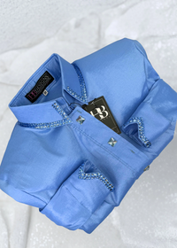 SIMPLY Periwinkle Stretch Taffeta Day Shirt