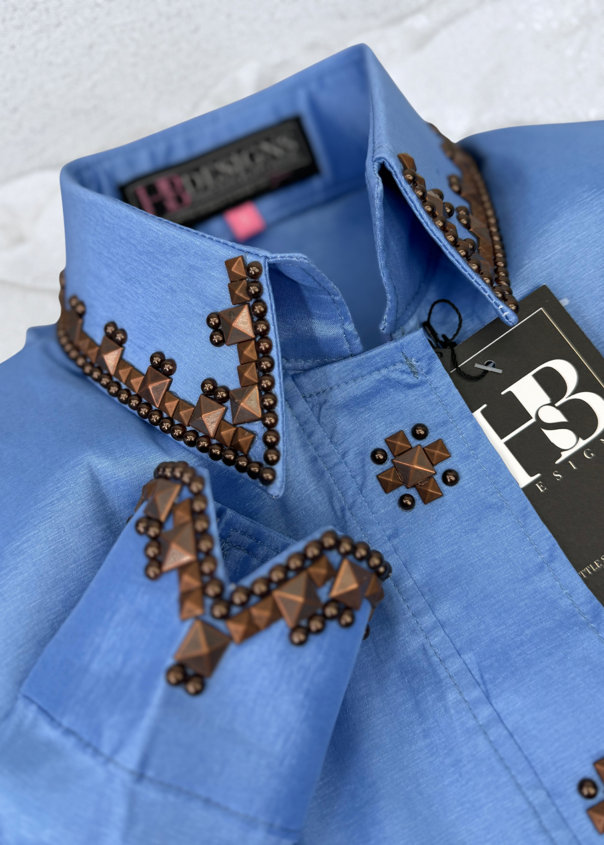 SIMPLY SOUTHWESTERN Periwinkle and Copper Stretch Taffeta Day Shirt