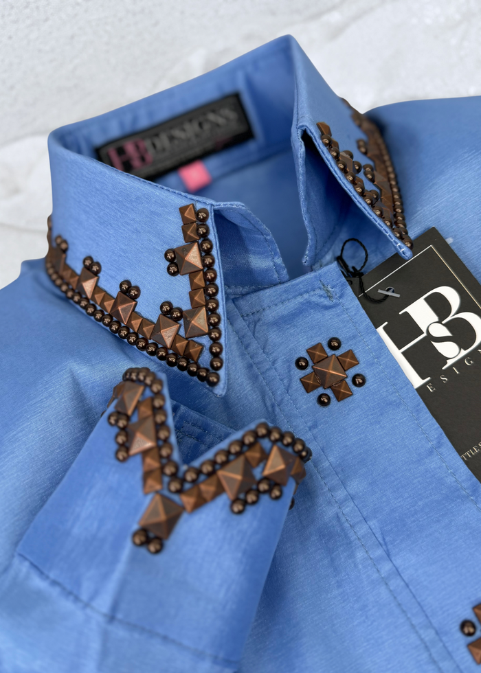 SIMPLY SOUTHWESTERN Periwinkle and Copper Stretch Taffeta Day Shirt