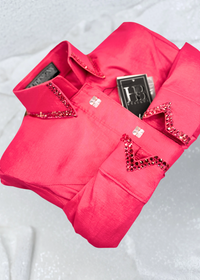 SIMPLY Hot Coral Stretch Taffeta Day Shirt