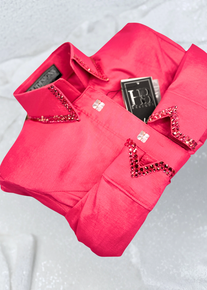 SIMPLY Hot Coral Stretch Taffeta Day Shirt