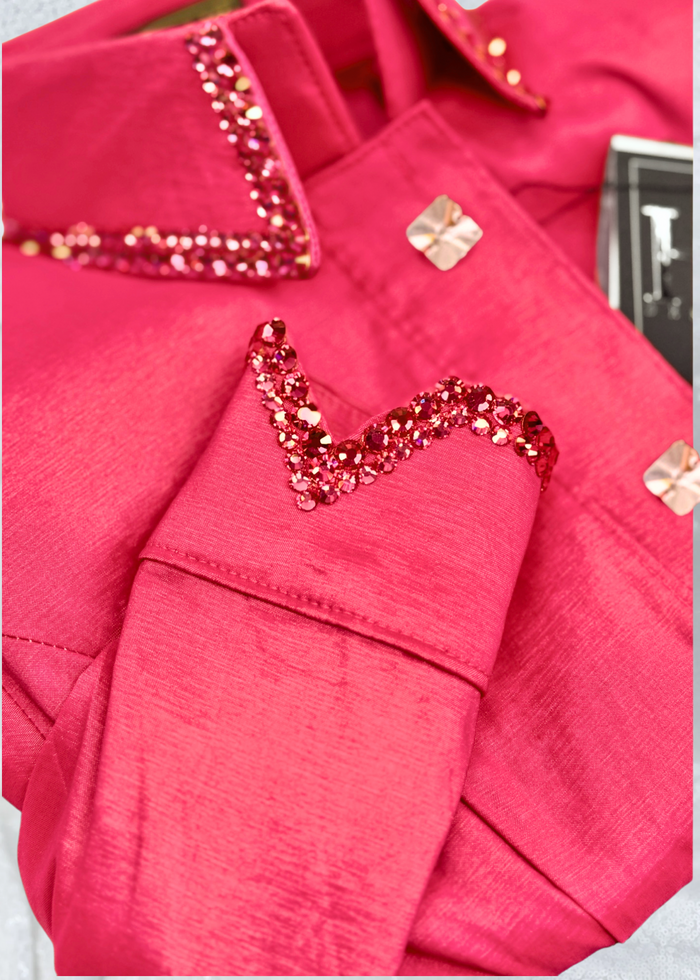 SIMPLY Hot Coral Stretch Taffeta Day Shirt