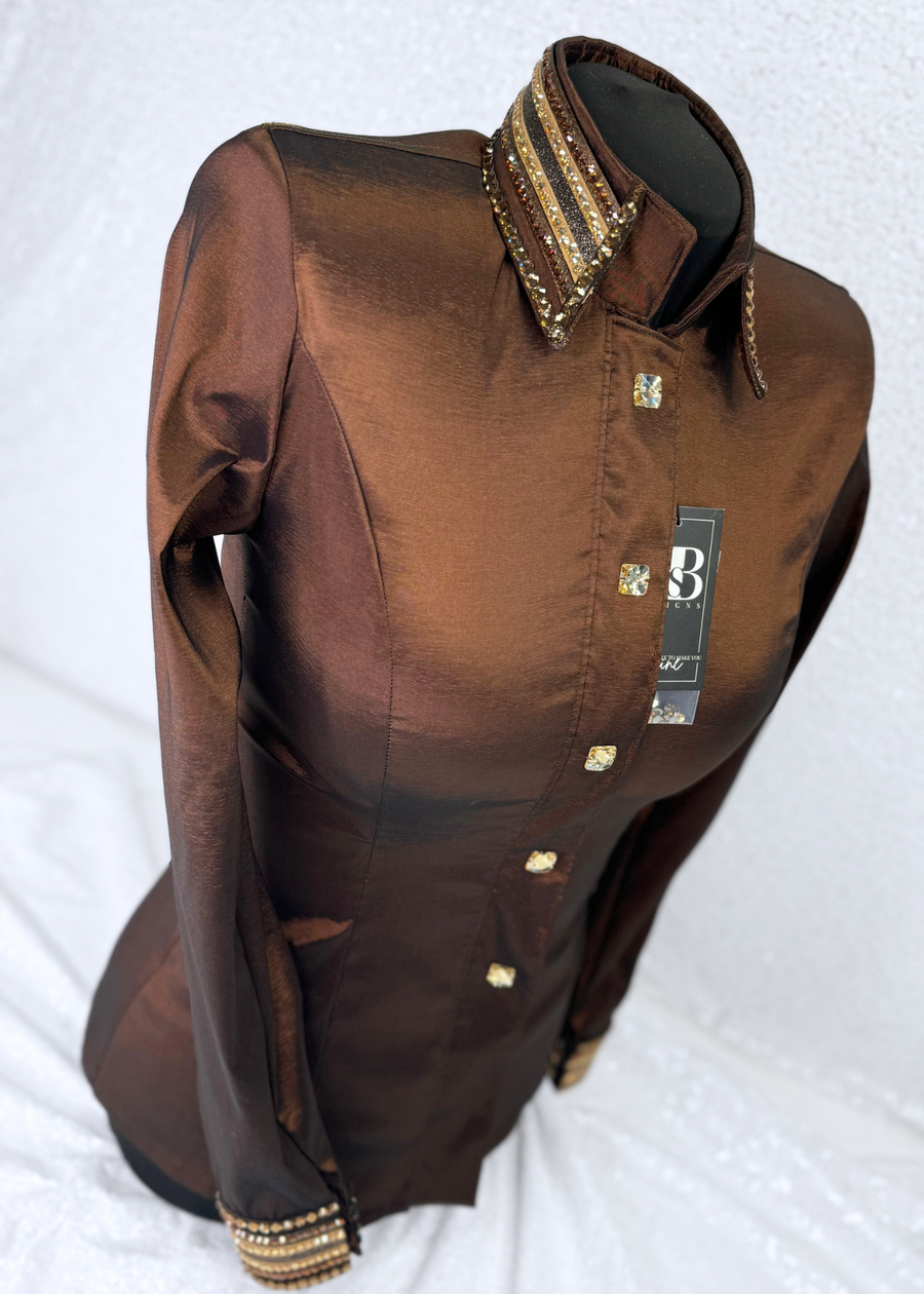 LUXE Chocolate Stretch Taffeta Day Shirt 1184