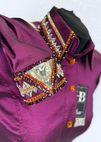 GLAM Dark Berry w/ Orange Accents Stretch Taffeta Day Shirt (Copy)