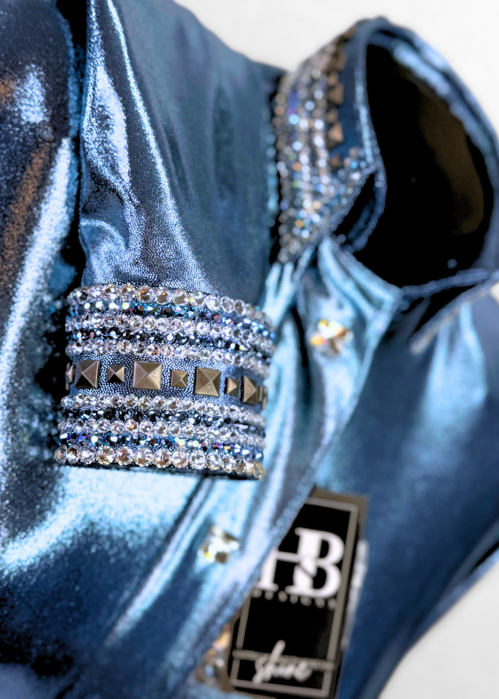 GLITZY Steel Blue Melted Metals Stretch Day Shirt