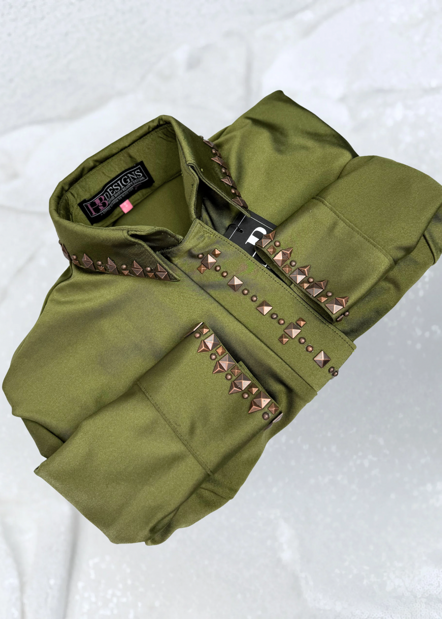 SIMPLY SOUTHWESTERN Olive Spandex Day Shirt 1036