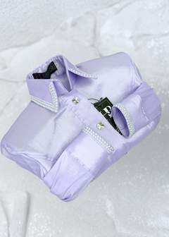 SIMPLY Light Lavender w/ Pearls Stretch Taffeta Day Shirt