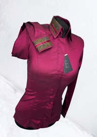 TAILORED by HSBD Dark Berry w/ Olive Green Silk Accent Stretch Taffeta Day Shirt 1000