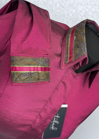 TAILORED by HSBD Dark Berry w/ Olive Green Silk Accent Stretch Taffeta Day Shirt 1000