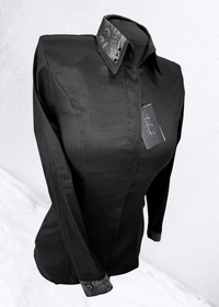 TAILORED by HSBD Black w/ Grey Paisley Silk Accent Stretch Taffeta Day Shirt 1002