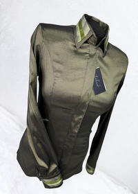 TAILORED by HSBD Olive Grove w/ Silk Accent Stretch Taffeta Day Shirt 1006