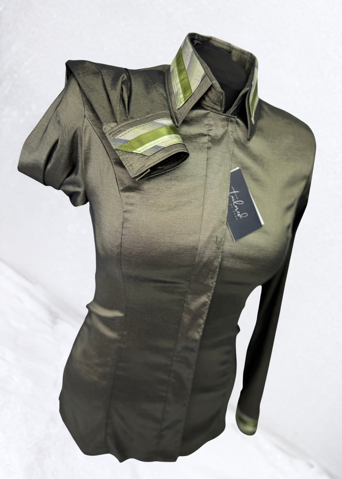 TAILORED by HSBD Olive Grove w/ Silk Accent Stretch Taffeta Day Shirt 1006