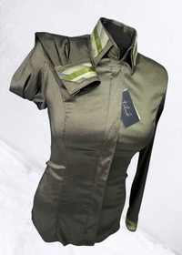 TAILORED by HSBD Olive Grove w/ Silk Accent Stretch Taffeta Day Shirt 1006