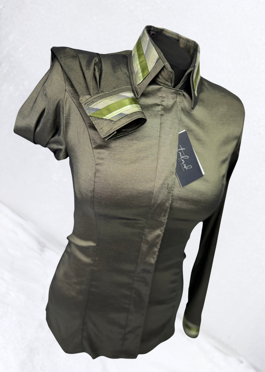 TAILORED by HSBD Olive Grove w/ Silk Accent Stretch Taffeta Day Shirt 1006