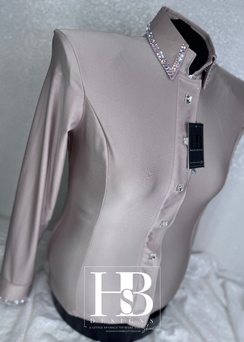 SIMPLY Pale Blush Pink Shiny Spandex Day Shirt