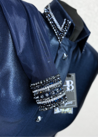 GLITZY BREEZY Navy Blue Melted Metals Stretch Day Shirt