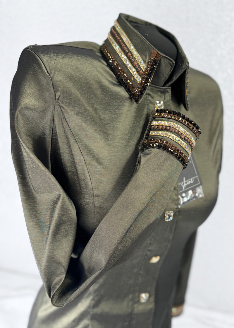 LUXE Olive Grove Stretch Taffeta Day Shirt