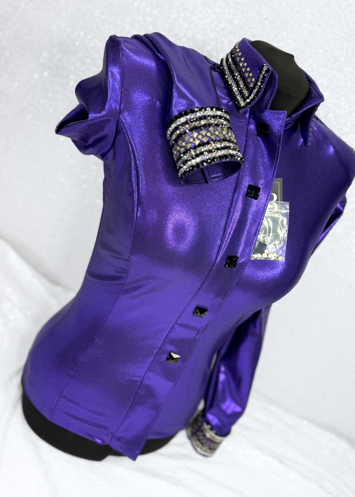 GLITZY Royal Purple, Grey and Black Melted Metals Stretch Day Shirt