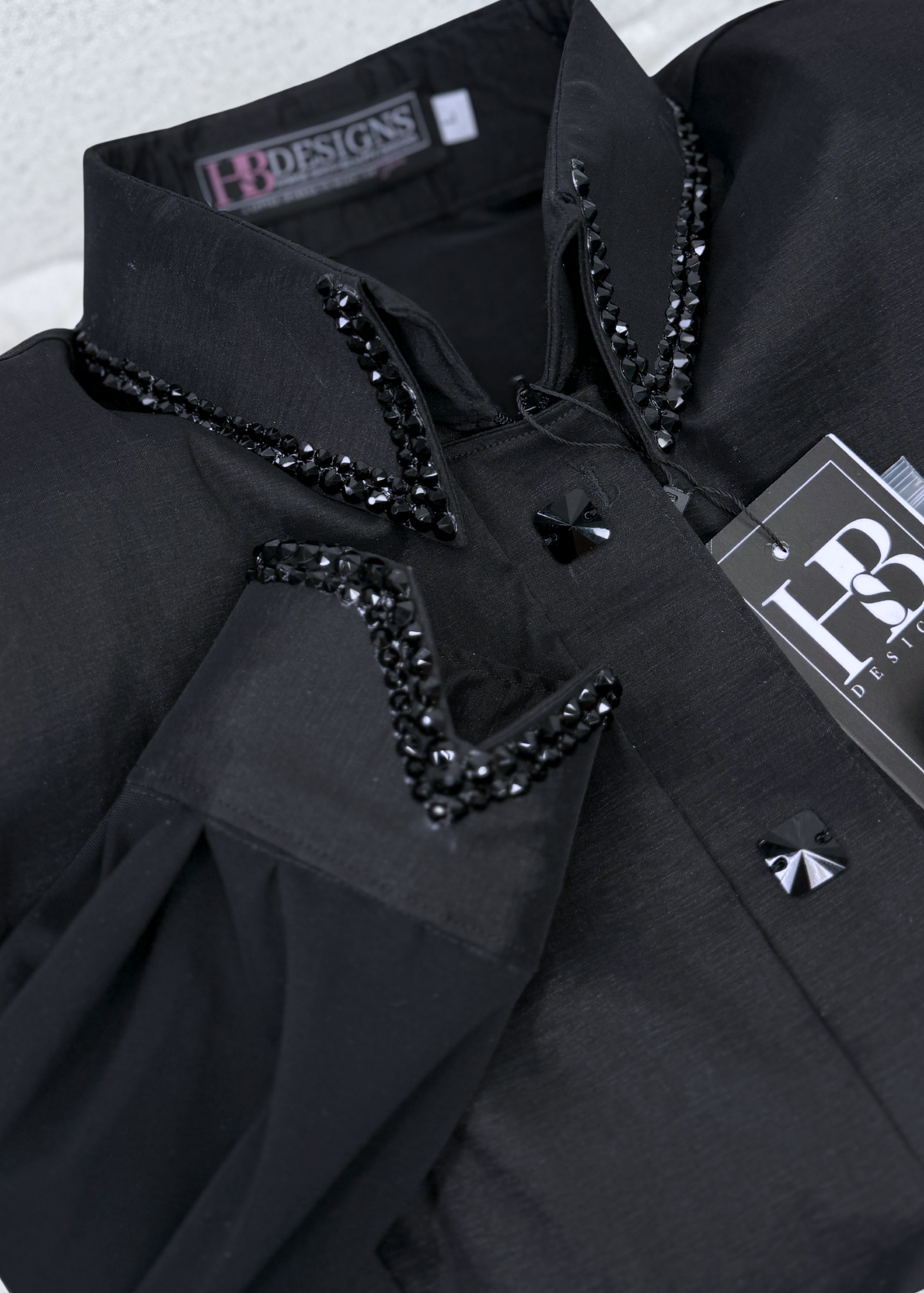 SIMPLY BREEZY Black Mesh Sleeve Stretch Taffeta Day Shirt