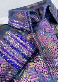 GLITZY Oilslick Snakeskin Stretch Spandex Day Shirt