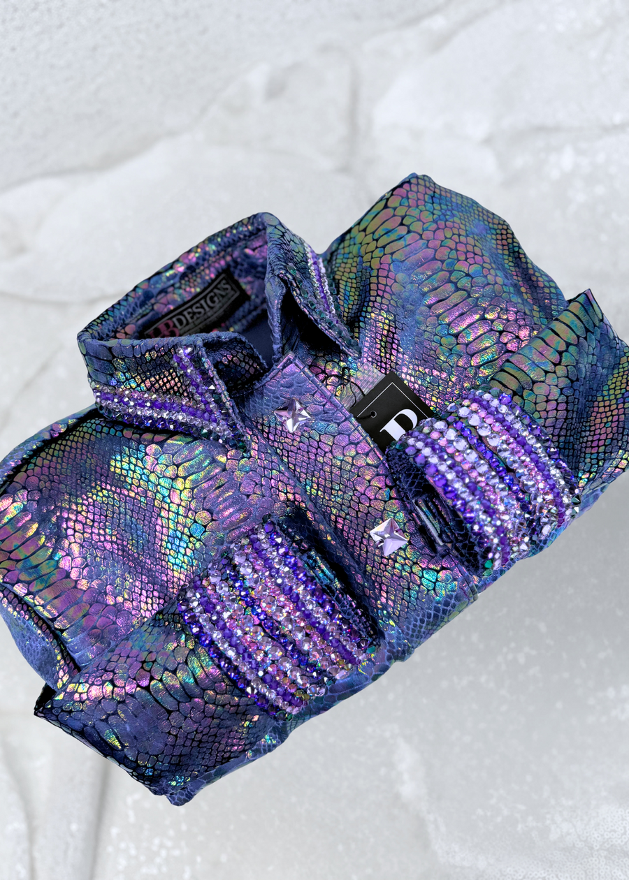 GLITZY Oilslick Snakeskin Stretch Spandex Day Shirt 1219