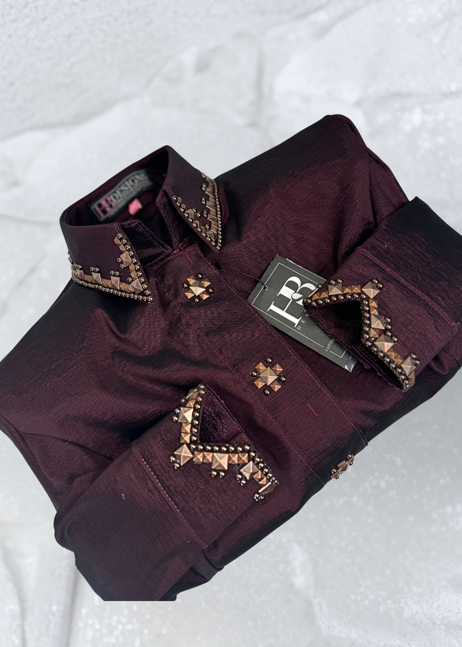 SIMPLY SOUTHWESTERN Garnet and Copper Stretch Taffeta Day Shirt 1043