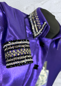 GLITZY Royal Purple, Grey and Black Melted Metals Stretch Day Shirt