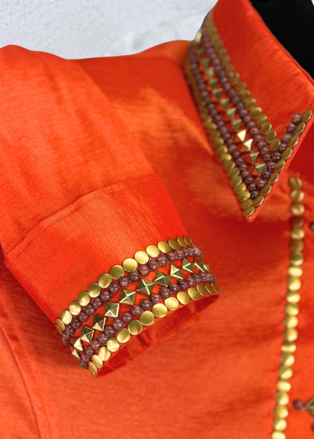 SIMPLY SOUTHWESTERN+ Tangerine w/ Gold Stretch Taffeta Day Shirt